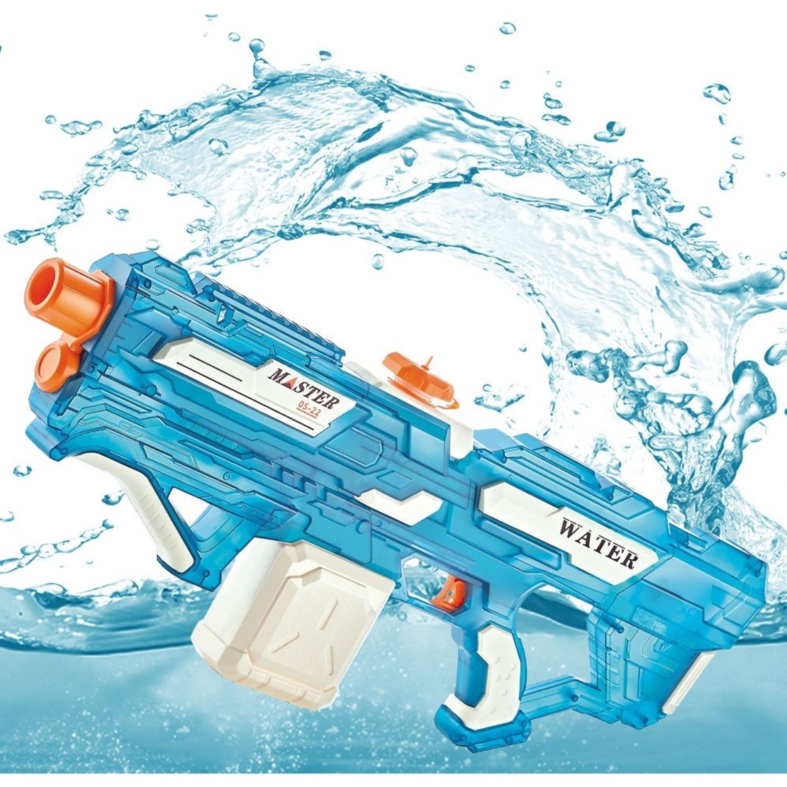 Pistol cu Apa Electric, Flippy, +6 Ani, Rezervor 650 ml, Incarcare USB, din Plastic, 59 x 23 x 6 cm, Albastru