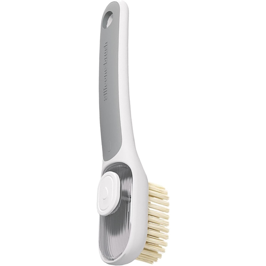 Perie Multifunctionala 2 in 1, Flippy, Perie Densa/Perie din Piele de Caprioara, cu Recipient Lichid, Maner Lung, 20.1x 4.3 x 5 cm, Gri
