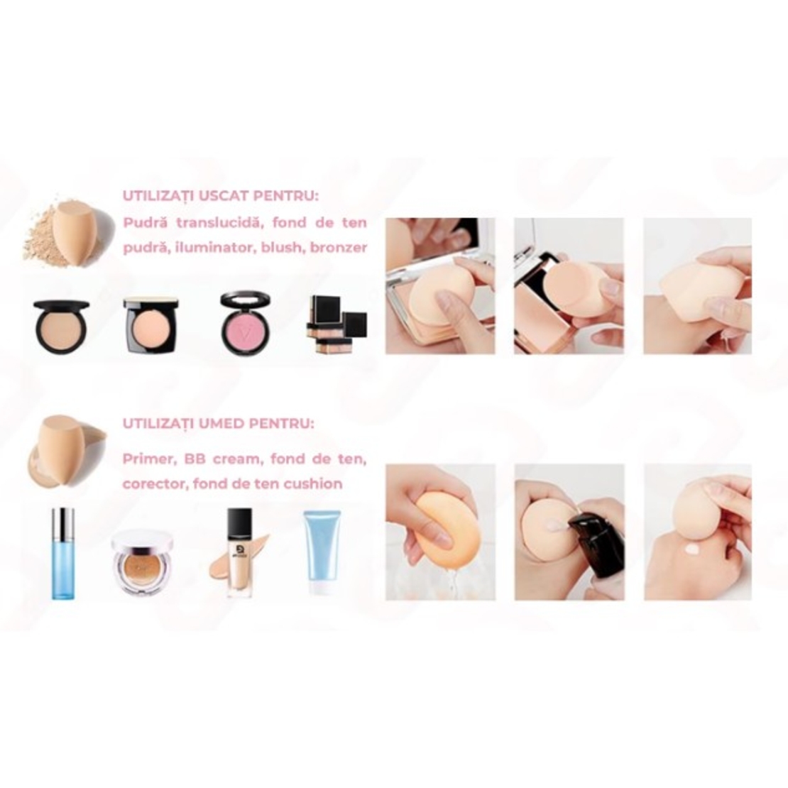 Set Buretei Machiaj, Flippy, Premium, 7 bucati, mov