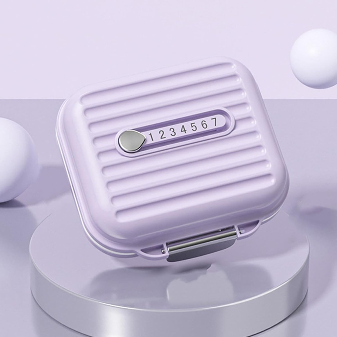 Cutie Medicamente, Flippy, Mov, 7 Compartimente, Portabila si Compacta, 7.8x7.2x3.5 cm, Ideala pentru Uzul Cotidian