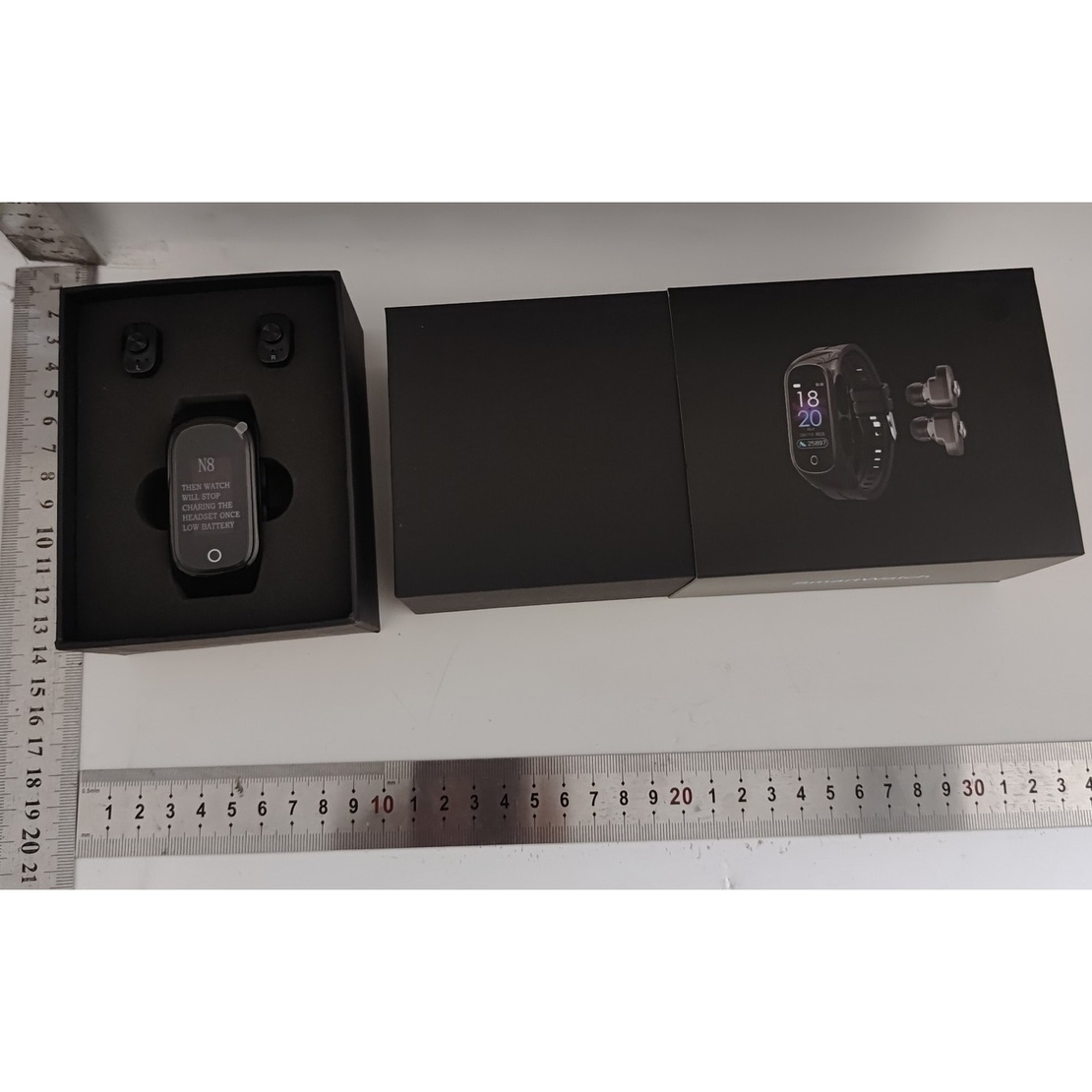 Ceas Smartwatch 2 in 1, cu Casti Bluetooth, N8 TWS, Plug in Lateral, Afisaj 1.47 inch, Rezolutie 172*320, Negru
