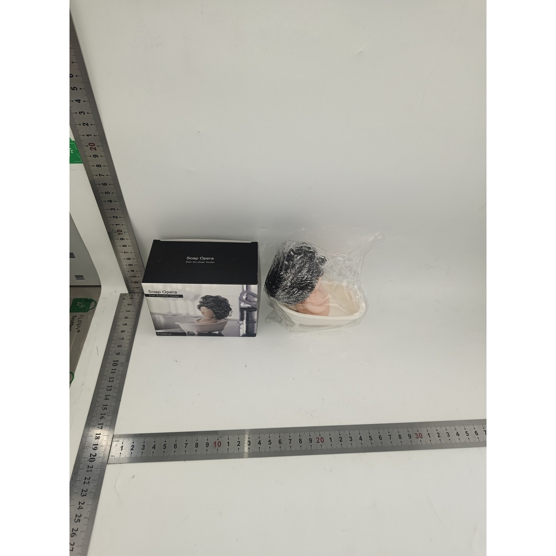 Suport pentru Spalat Vase, Flippy, pentru Burete/Sarma, Model Cada, Alb/Bej