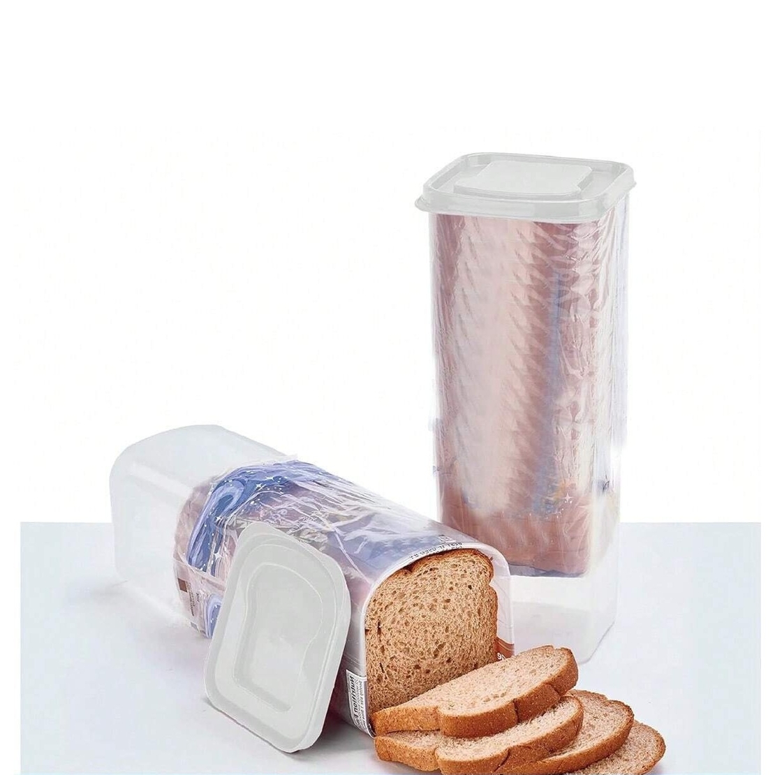 Cutie Depozitare Paine, Flippy, din Plastic, 34 x 13 cm, Pastreaza Prospetimea, Capac Alb