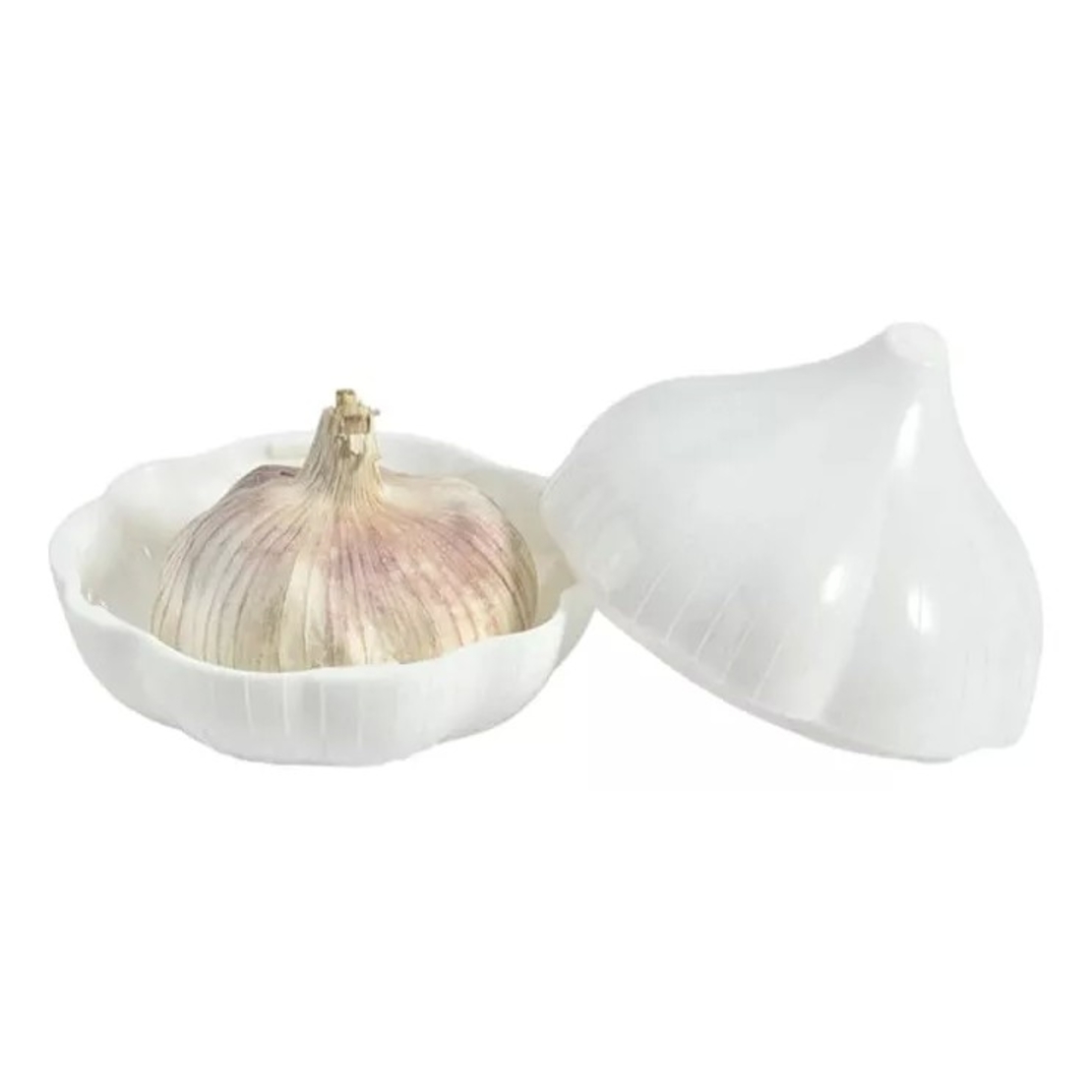 Cutie Alimentara, Flippy, Model Usturoi, din Plastic, 9 x 9 x 9 cm, 350 ml, Alb