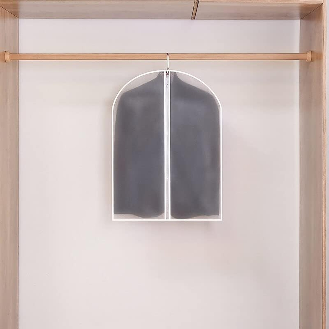 Set 5 Huse de Depozitare cu Fermoar, Flippy, pentru Haine, de Protectie, pentru Voiaj, Netesut, Rezistent la Praf, 60x80 cm, Transparent-Alb