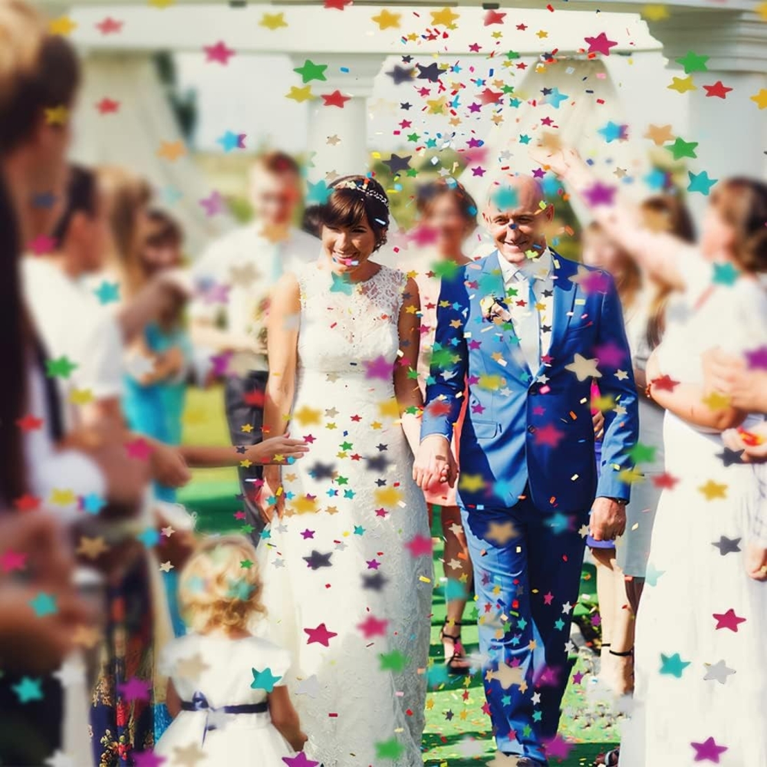 Tun de Confetti, Flippy, Party Popper, 60x5 cm, Model Stelute, Inimioare, Paiete, Lucioase, 3 cm Diametru, Multicolor