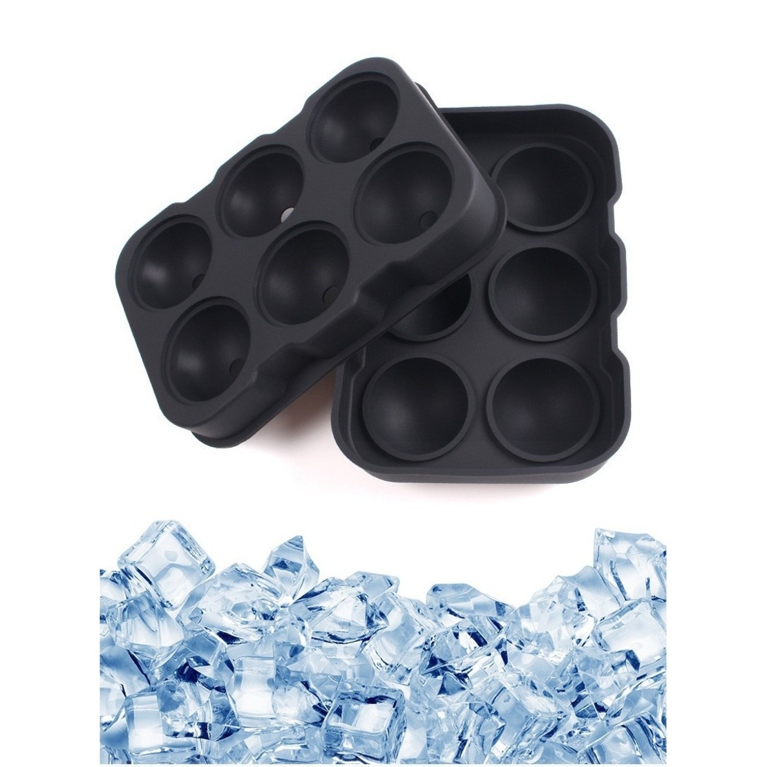 Forma pentru Gheata, Flippy, 6 Forme Sferice, din Silicon, 17 x 12 x 6 cm, Negru