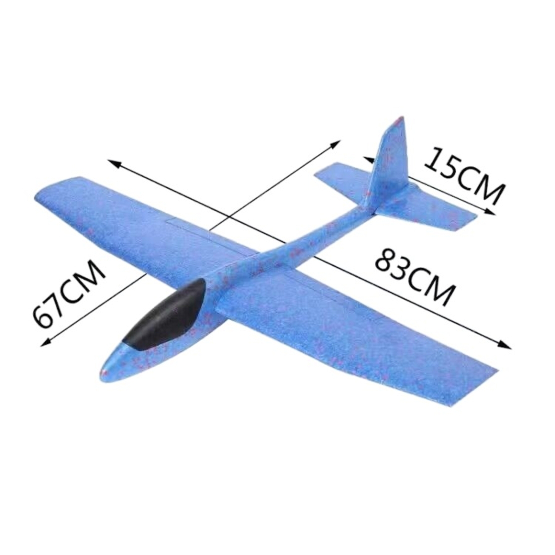 Avion Planor Flippy, din Polistiren, Lungime 85 cm , Jucarie Recreativa, Cascadorii, Albastru