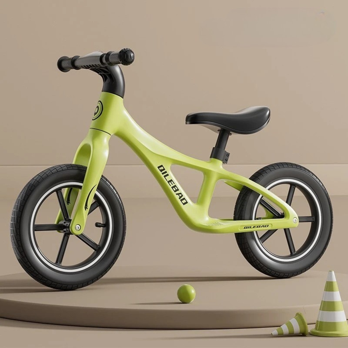 Bicicleta pentru Copii, Flippy, Fara Pedale, Pentru 2-6 Ani, 2 Roti Silentioase, Sa Reglabila 43 - 58 cm, din Plastic si Fibra de Sticla, 88 x 56 x 43 cm, Verde