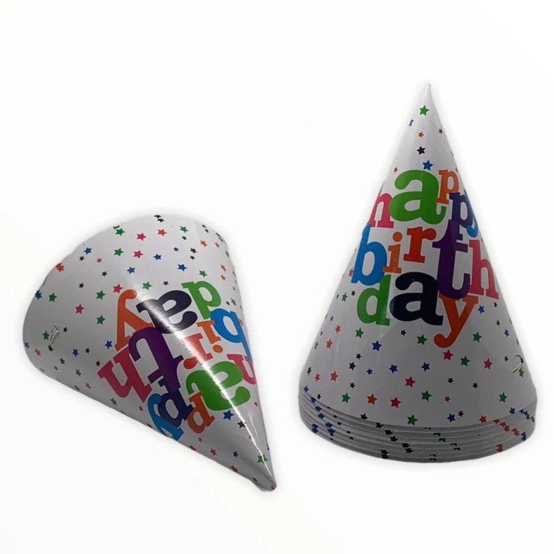 Set 6 Coifuri, Flippy, Petrecere Copii, din Carton, 20 x 13.5 cm, Model 2 Happy Birthday, Multicolor