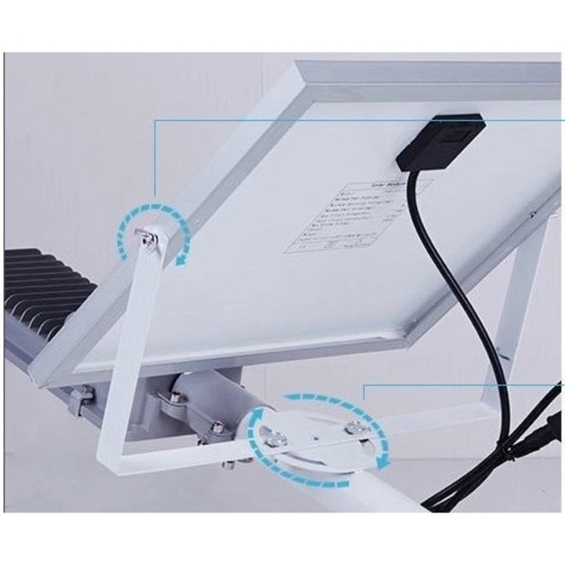 Proiector LED pentru stalp, casa, perete cu suport metalic inclus, Flippy, 38,5 cm x 14,2 cm, Rezistent la Apa IP65, cu Panou Solar, 240 COB LED, 100 W, Senzor de lumina, Timer, cu Telecomanda, intensitate reglabila, kit montaj inclus, Lumina Rece