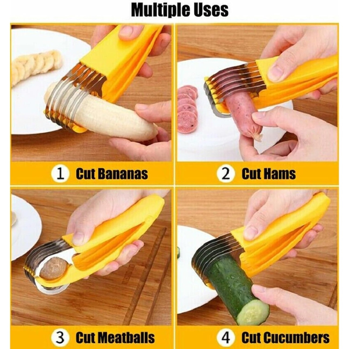 Feliator pentru Alimente, Flippy, Accesoriu pentru Bucatarie, Cutit pentru Legume si Fructe, Model Banana, Ergonomic, 17.5x5x4 cm, Galben