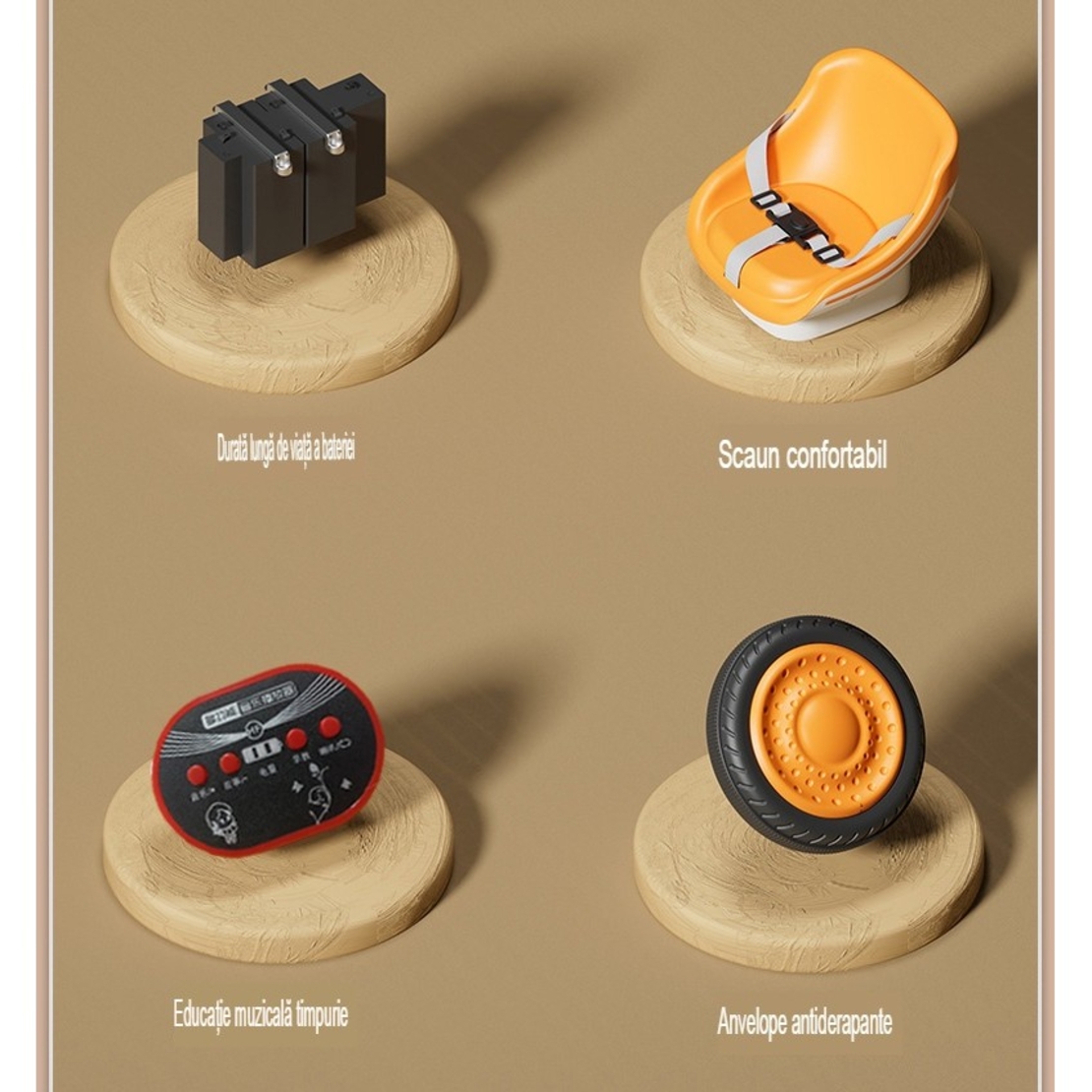 Excavator Electric, Flippy, pe 4 Roti Antiderapante, cu Telecomanda, Brat Controlat Electric, cu Telecomanda, +2 Ani, Maro