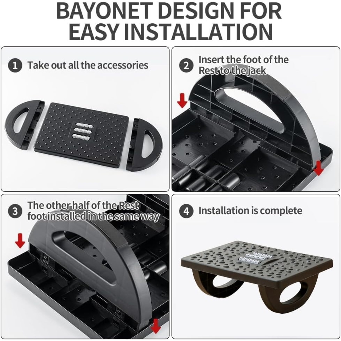 Suport Ergonimic pentru Picioare, Flippy, Plastic, cu Role de Masaj pentru Talpi, pentru Birou, Usor de Transportat, Detasabil, 33.5x24x12 cm, Negru