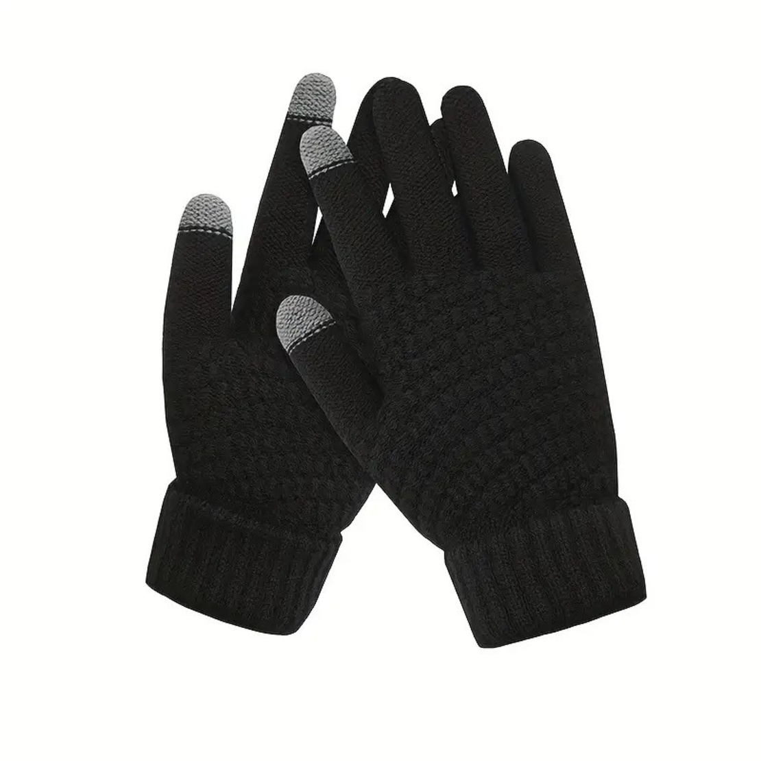 Manusi de Dama, Flippy, Functie Touchscreen (ecran tactil), Material Acril Tricotat, Manseta Elastica, Interior Catifelat, Marime Universala, Negru