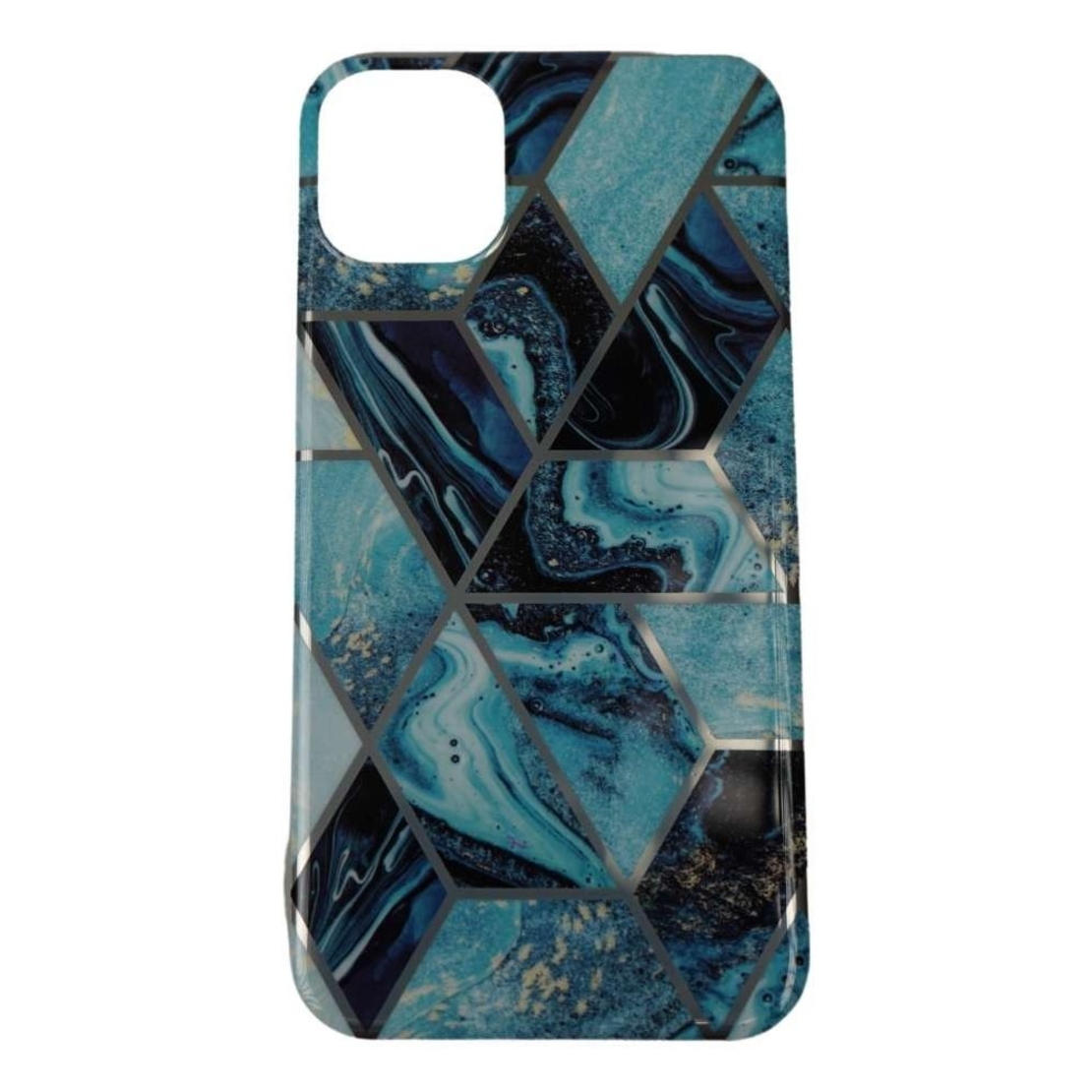 Husa protectie pentru Huawei P40 Lite Soft IMD TPU Marble Geometric Albastru