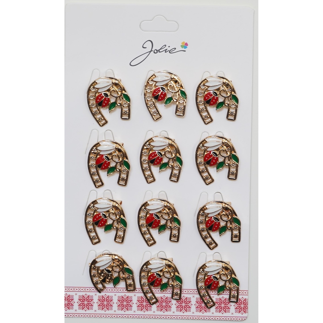 Set 12 Brose Martisor Primavara Potcoava cu Buburuza si Ghiocel