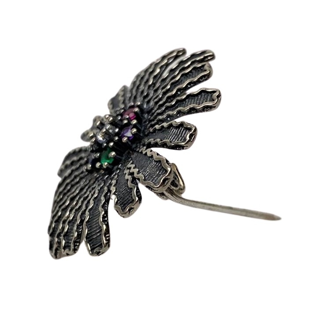 Brosa din Argint 925 Floare Filigran cu Piatra