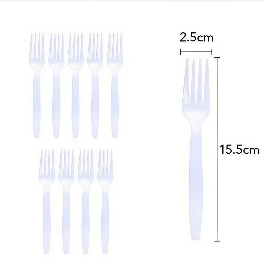 Set 10 Furculite de Unica Folosinta, Flippy, Plastic, 15.5 x 2.5 cm, Alb