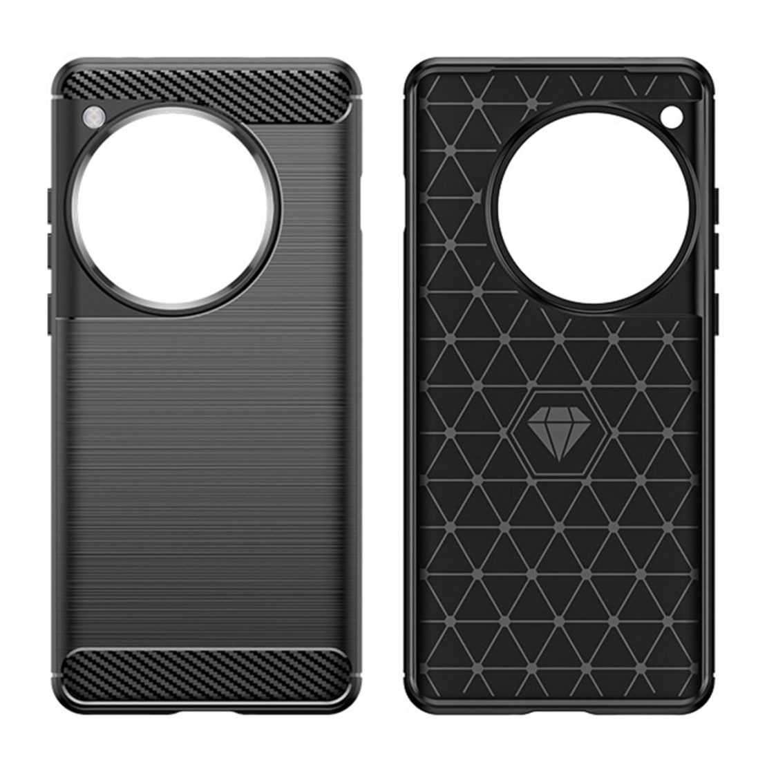Husa de Protectie pentru OnePlus 12, Flippy, Protectie 360, din TPU cu element de Carbon, Anti Alunecare, 1.8 mm, Negru