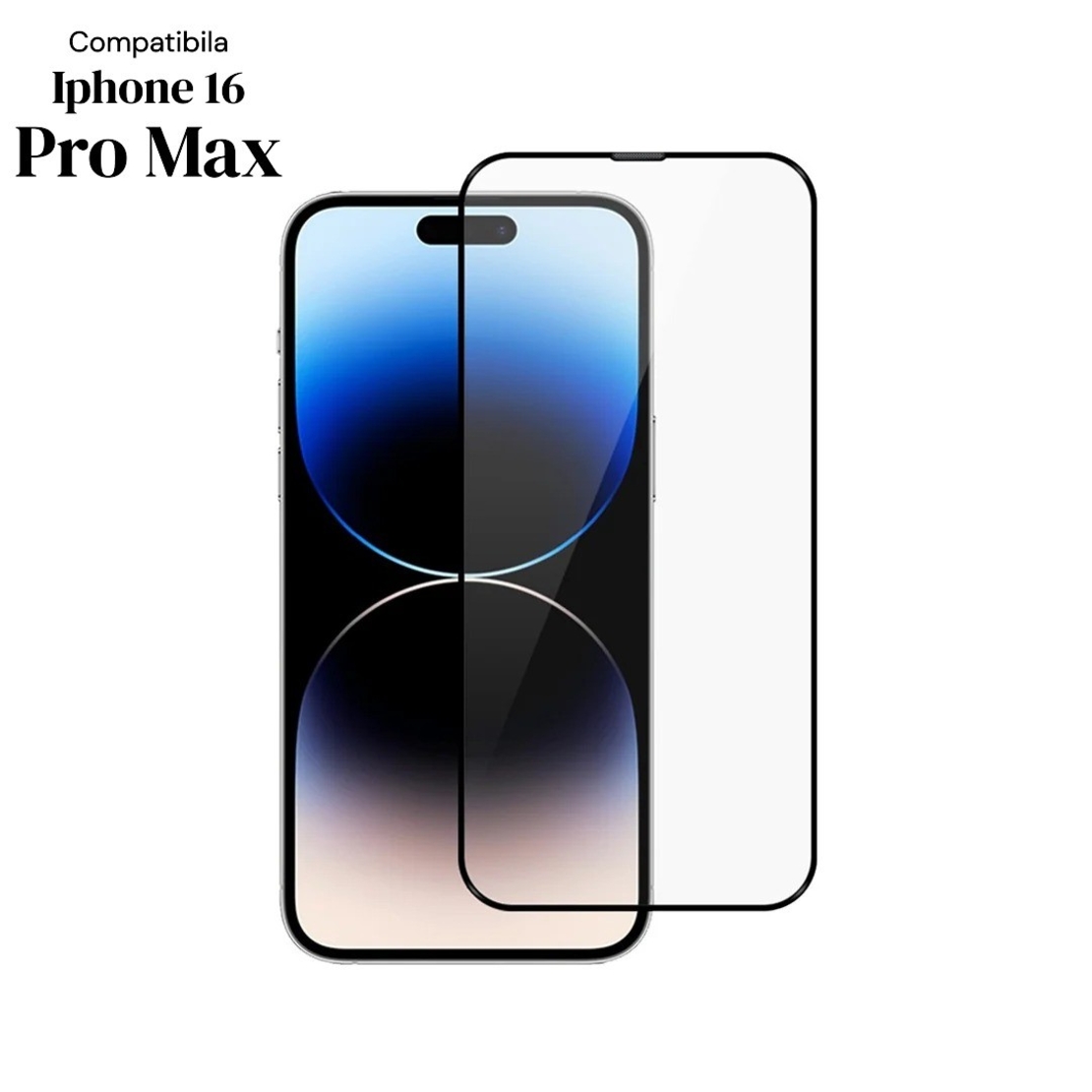 Folie de Protectie Ceramica, Flippy, Compatibila cu Apple iPhone 16 Pro Max, Ceramics 9D, Antisoc, Margini Negre, Transparent