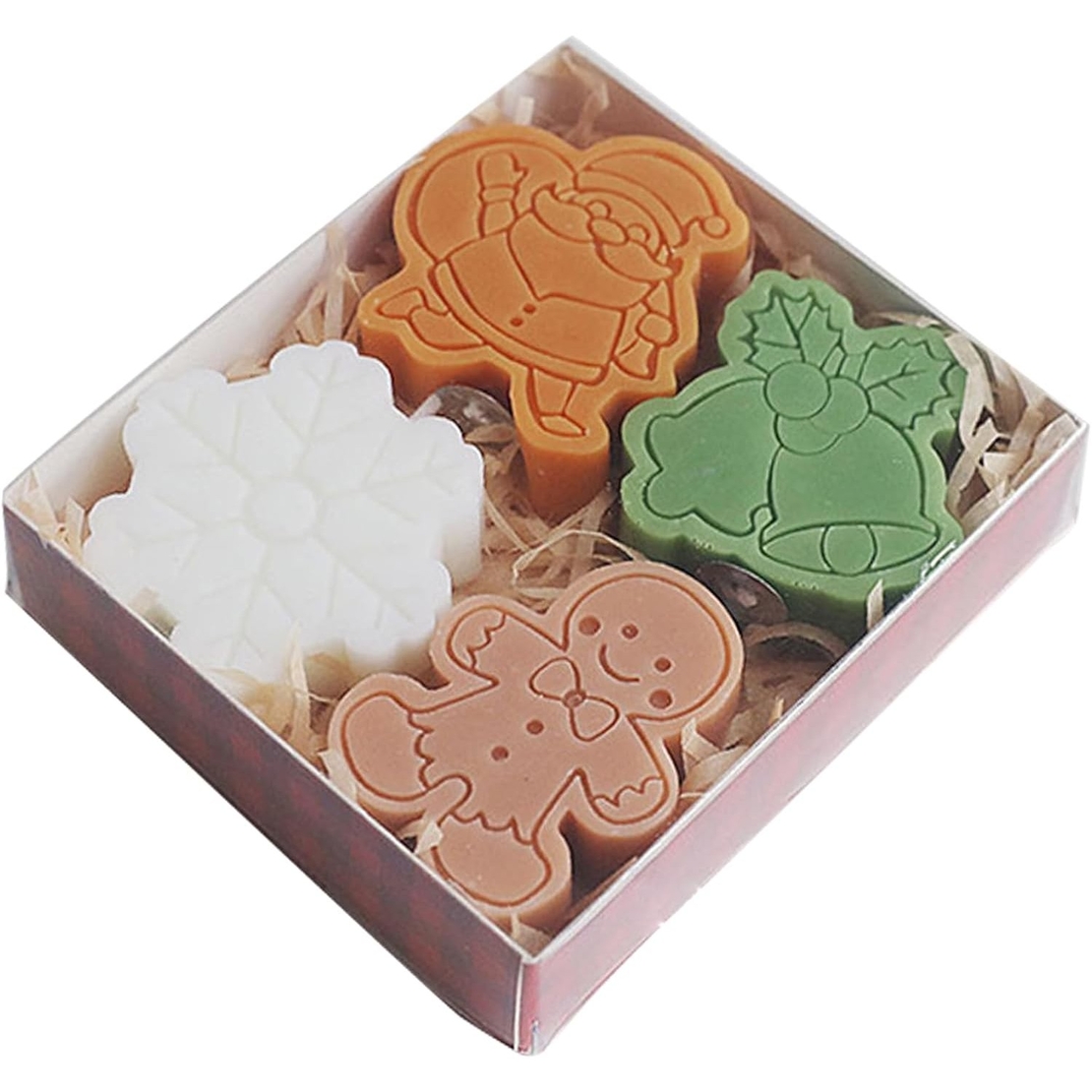 Set 4 Lumanari Parfumate, Flippy, Tema Craciun, din Parafina, 10.2 x 9.1 x 2.7 cm, Multicolor
