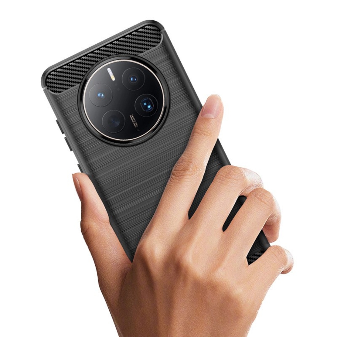 Husa de Protectie pentru Huawei Mate 50 Pro, Flippy, Protectie 360, din TPU cu element de Carbon, Anti Alunecare, 1.8 mm, Negru