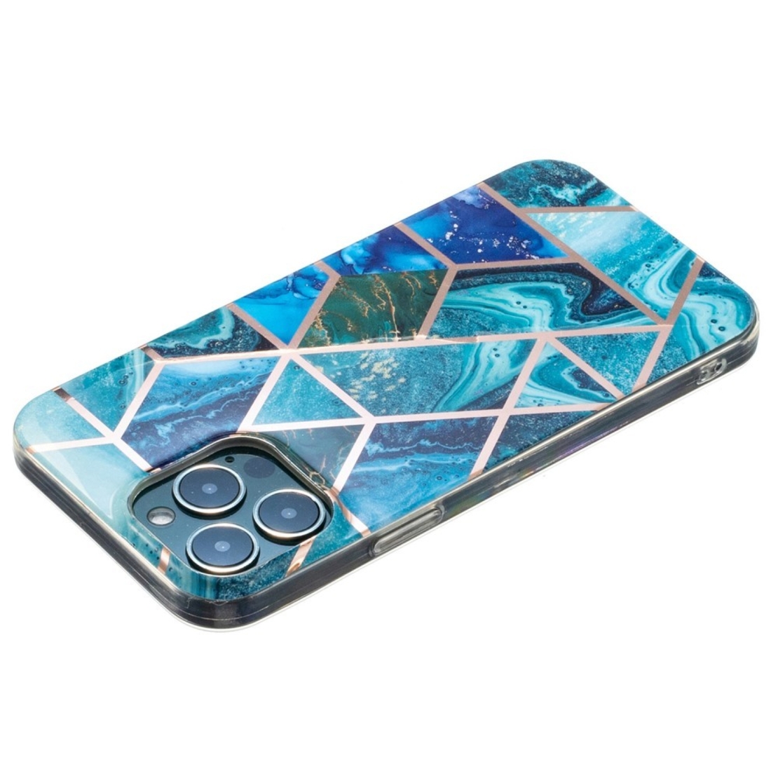 Husa protectie Flippy compatibila cu Samsung Galaxy A72 Soft IMD TPU Marble Geometric Albastru