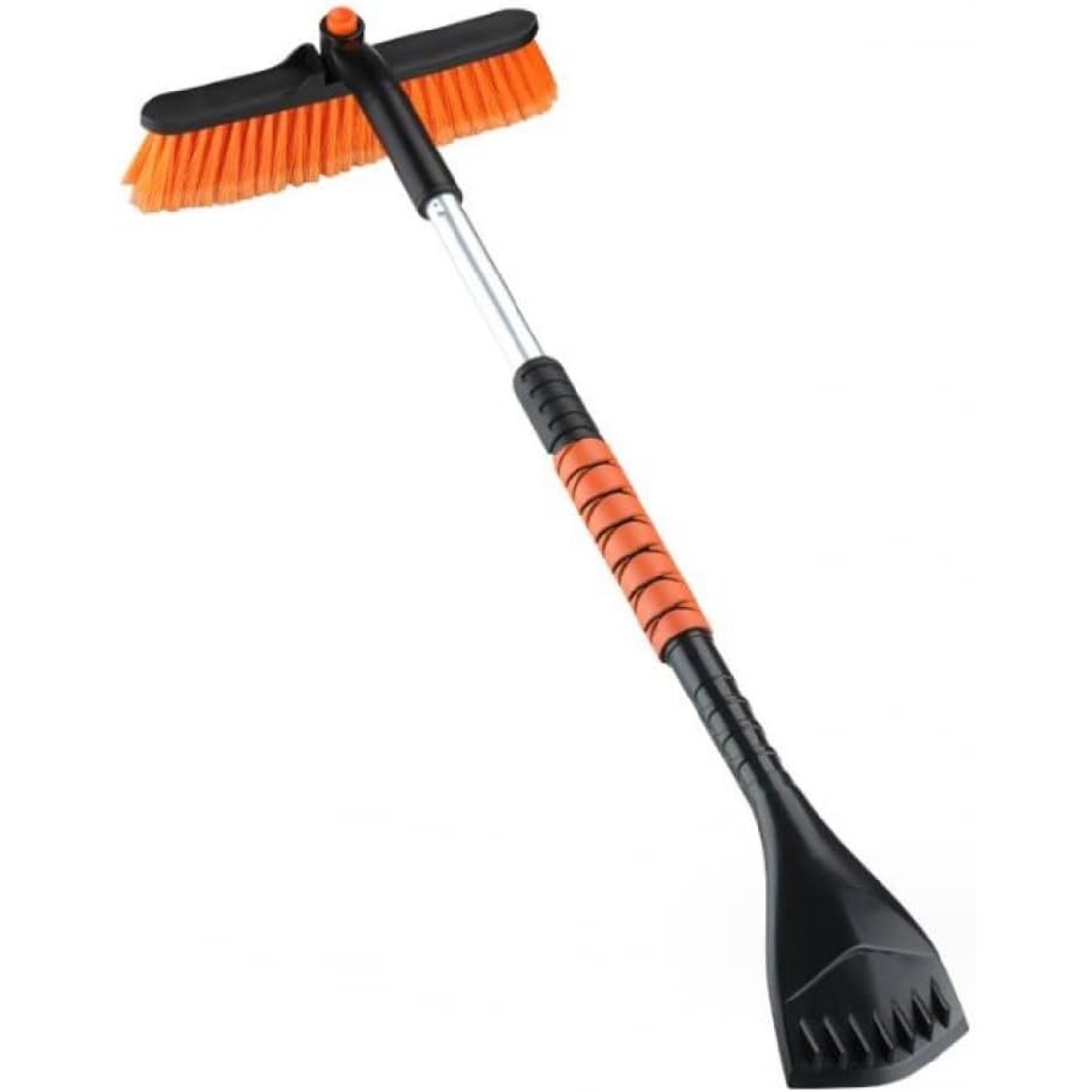 Perie de Zapada cu Racleta pentru Masina, Flippy, Multifunctionala, Rotativa, Demontabila, cu Maner Antiderapant, Telescopica, Aluminiu, Plastic, Fragmentarea Ghetii de pe Parbriz, Solutia pentru Iarna, pentru Dezghetare, Portocalie