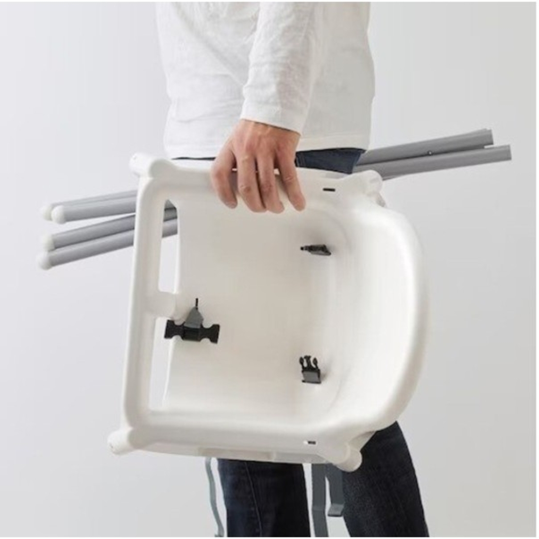 Scaun de Masa, Flippy, pentru Bebelusi si Copii 6-36 Luni, din Plastic/Metal, Centura in 2 Puncte, Tava Detasabila, 63 x 57 x 85 cm, Alb