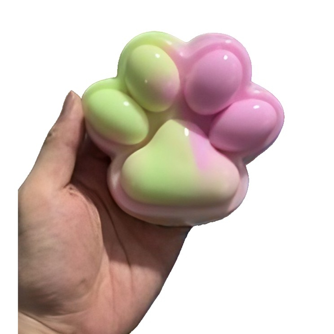 Jucarie Antistres Squishy, Flippy, cu Revenire Lenta, Squeeze Pinch Family, Model Cat Paw, 12.5x10.5 cm, 220g, Ambalaj Transparent, Model 021, Multicolor