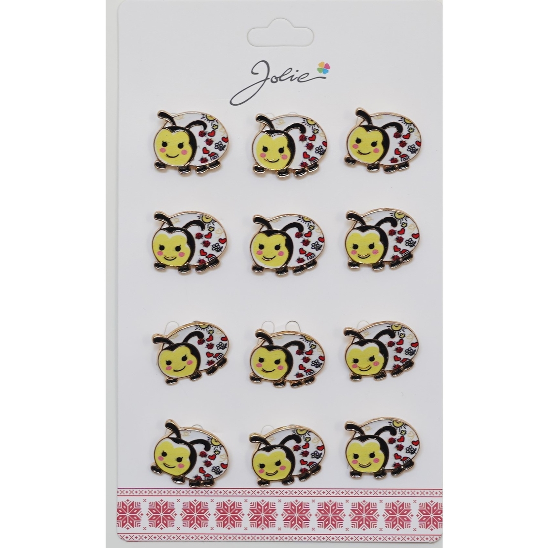 Set 12 Brose Martisor pentru Copii Buburuza Galbena
