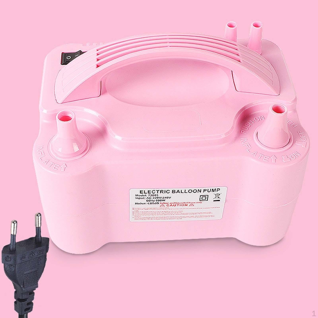 Pompa Electrica Pentru Umflat Baloane, 600 W, Doua Capete de Umflat, din Plastic, 19.5 x 14 x 13 cm, Roz