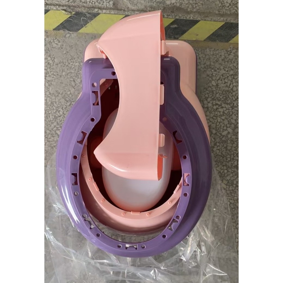 Olita Bebelusi, Flippy, pentru Copii 1 - 8 Ani, Model Toaleta Adulti, Colac Moale PVC, Compartiment Detasabil, Cutie Depozitare Hartie, 34 x 32 x 19 cm, Roz/Mov