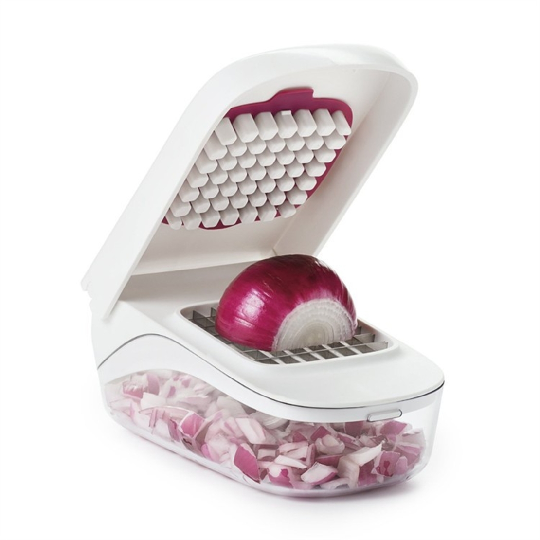 Feliator pentru Legume, Flippy, Ustensila Bucatarie, Presa Manuala pentru Carfoi Pai, Multifunctional, 20x12.5x10 cm, ABS, Alb