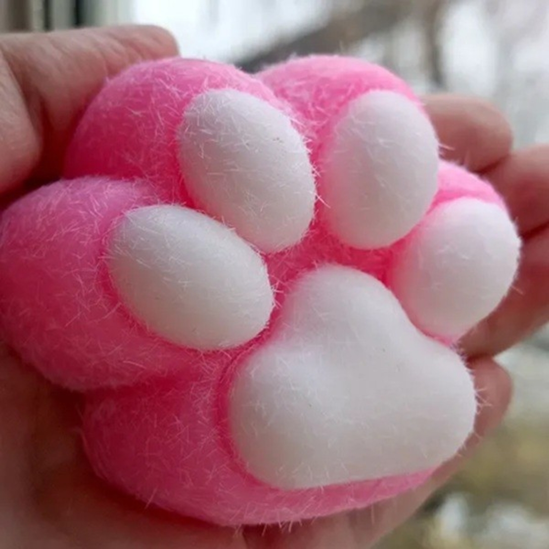 Jucarie Interactiva Squishy, Flippy, Model Cat Paw, Squeeze Pinch Family, Revenire Lenta, din TPR, +3 Ani, 7.5 cm, Textura Puf, Roz