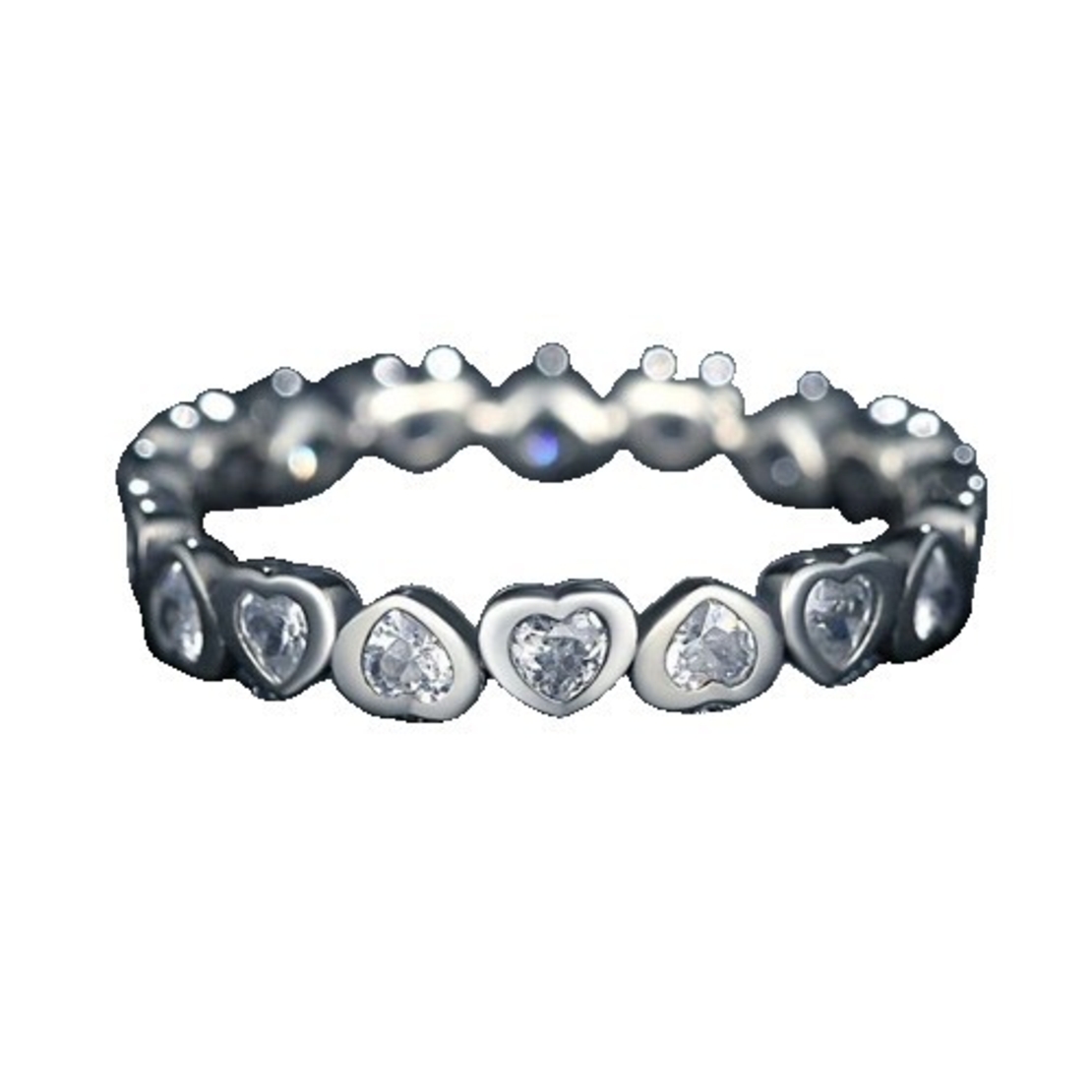 Inel Argint 925 Circular Inimi cu  Pietre M59