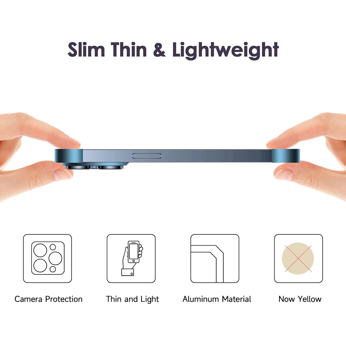 Husa Metalica Edgeless Compatibila cu iPhone 16 Plus, Flippy, Protectie pentru Colturi si Camera, Aliaj Aluminiu, Antisoc, Antizgariere, Albastru