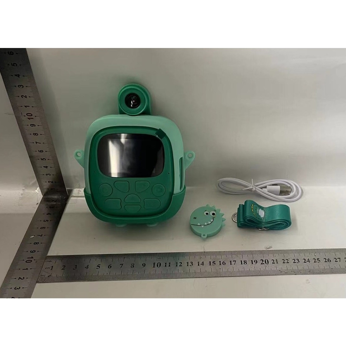 Camera Instantanee pentru Copii, Flippy, cu Functie de Printare, Cablu USB-C, Bluetooth, Compatibil iOS/Android, Camera Frontala + Selfie, Model Iepure, Snur Inclus, Verde