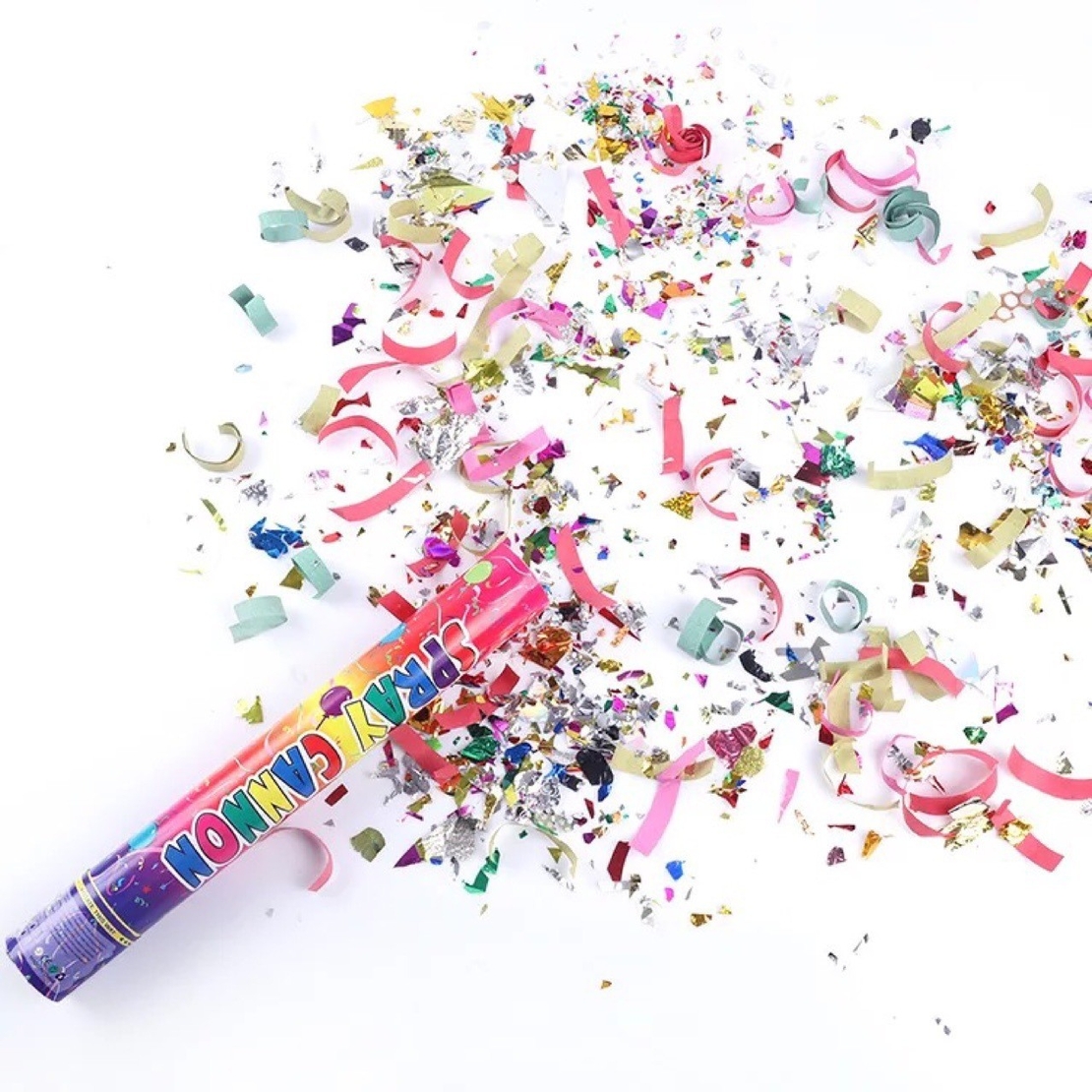 Tub de Confetti, Flippy, Clasic, 30x5 cm, Confetii Asortate din Plastic, Eliberare prin Rasucire, Multicolor