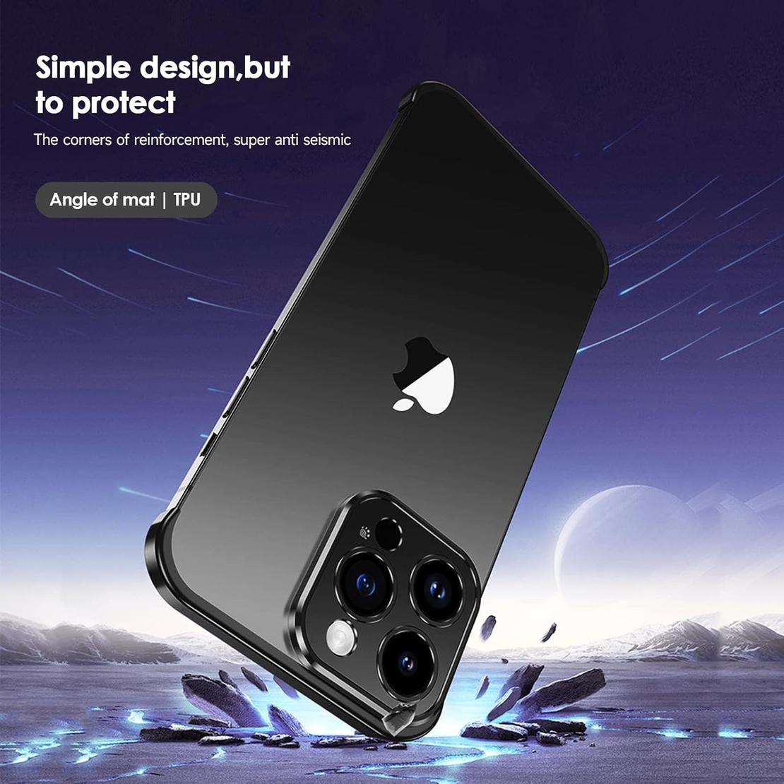 Husa Metalica Edgeless Compatibila cu iPhone 16, Flippy, Protectie pentru Colturi si Camera, Aliaj Aluminiu, Antisoc, Antizgariere, Negru