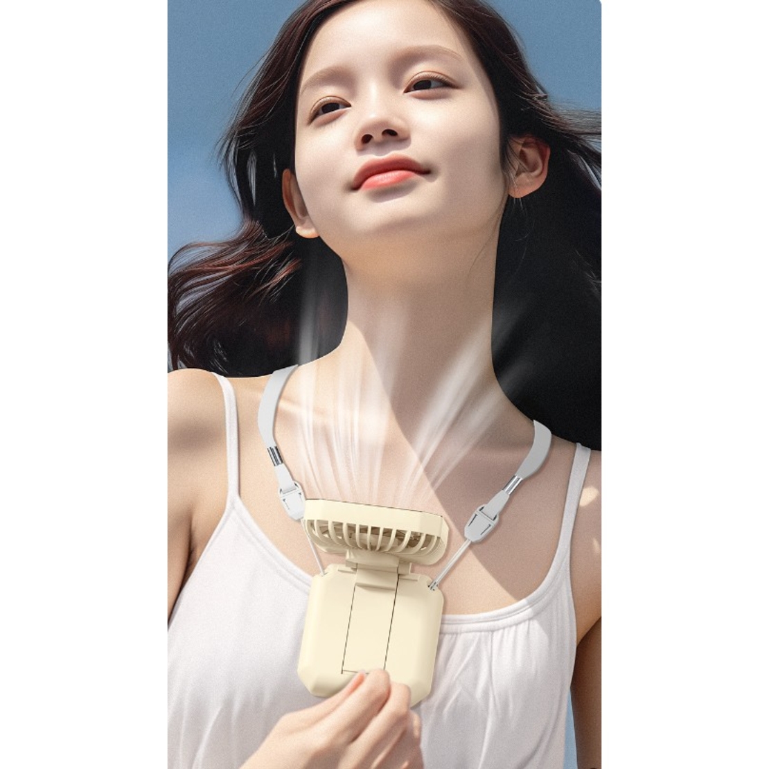 Ventilator Portabil, Flippy, de Gat, de Birou, Suport Telefon, 14 x 7 cm, Incarcare USB, din ABS, 3 Viteze, Alb