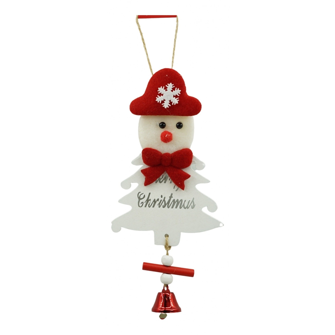 Ornament de brad om de zapada, Flippy, alb, lemn, 20 cm