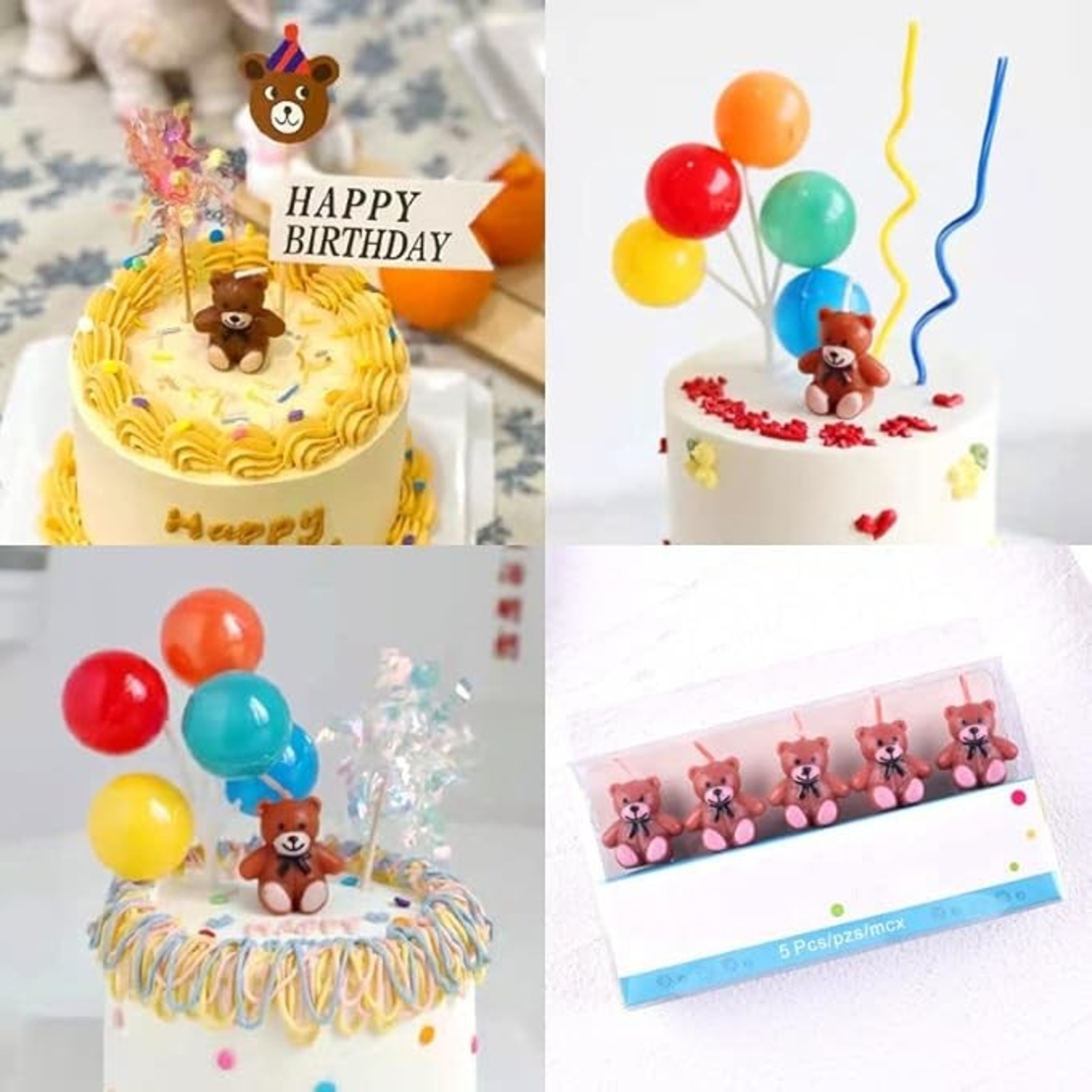 Lumanare de Tort, Flippy, Model Ursulet, Party, 8 x 3.2 cm, Maro