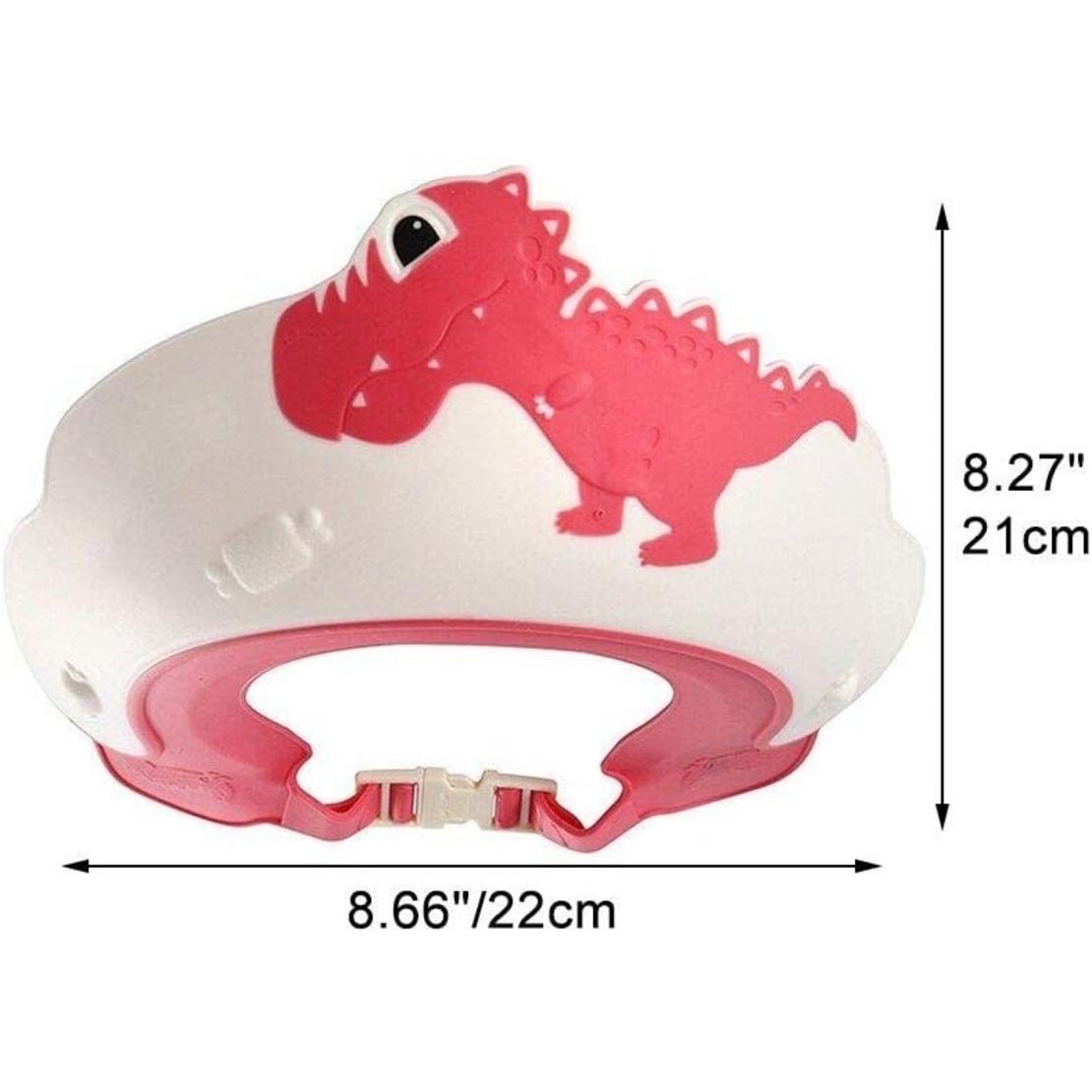 Viziera de Protectie Baie Pentru Copii, Fippy, Model Dinozaur, Dimensiune ajustabila, Durabil, Usor de curatat, Impotriva Samponului, pentru Ochi si Urechi, TPE+PP, 22x21 cm, Rosu