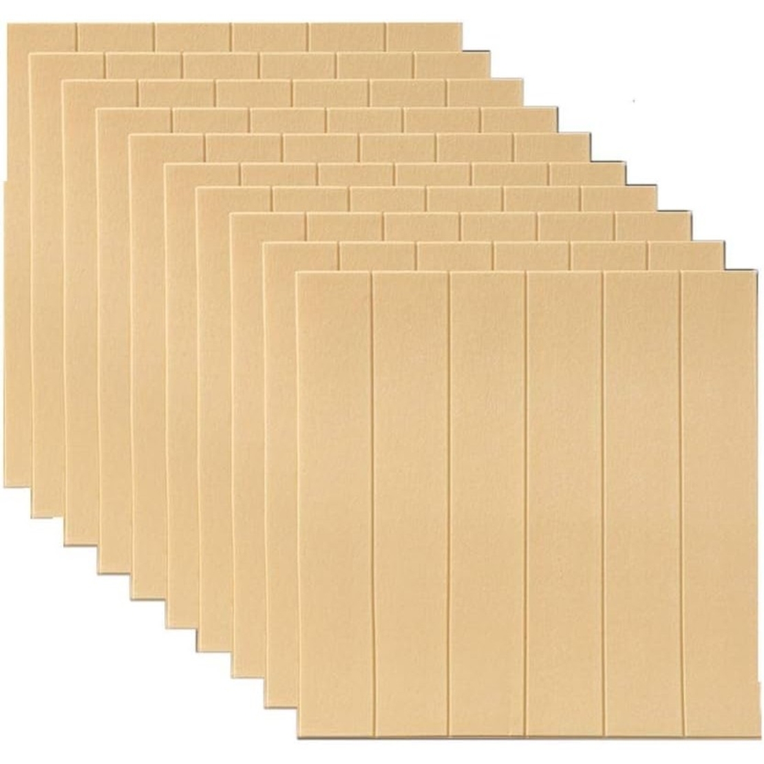 Set 10 Placi Tapet 3D, Flippy, 70 x 70 cm, Grosime 3 mm, din Rasina, Tip Placi de Lemn, Suprafata Acoperita 4.9 mp, Crem Deschis