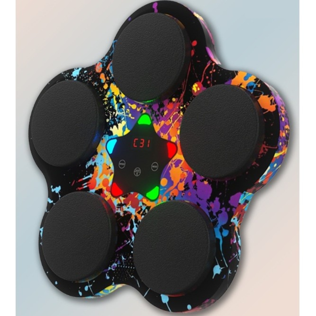 Jucarie de Boxat cu Muzica si Lumini, Flippy, Bluetooth, Incarcare USB, Aplicare cu Ventuze, 5 Tinte, 40x38x8 cm, 930 g, Negru