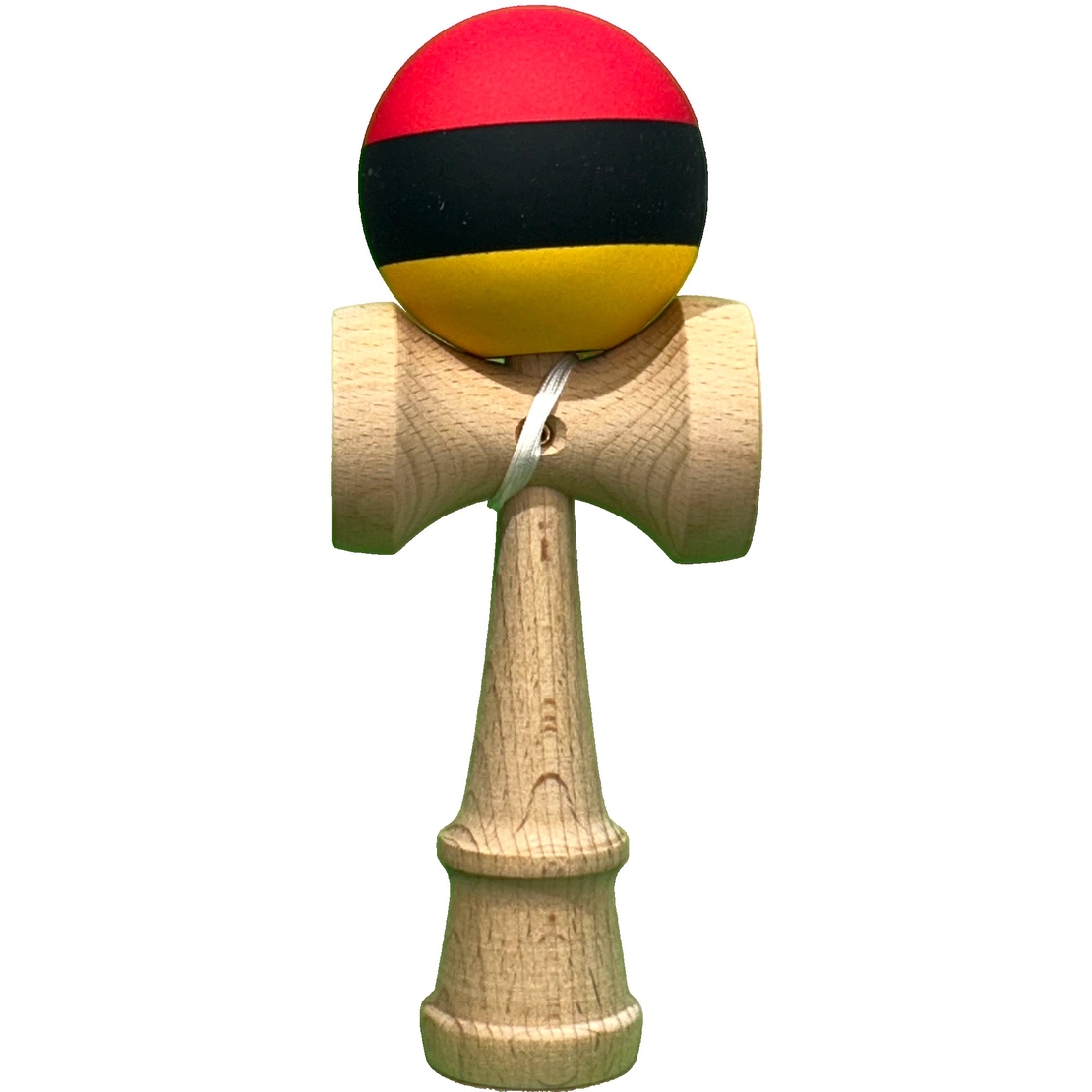 Jucarie Interactiva Kendama Profesionala, Flippy, din Lemn, 18 cm, Joc de Indemanare pentru Copii si Adulti, Multicolor Rosu Negru Galben