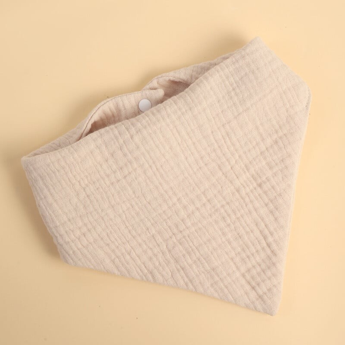 Baveta Triunghiulara, Flippy, din Bumbac, pentru Copii 0-12 Luni, 33x32 cm, Rezistenta la Apa, Crem