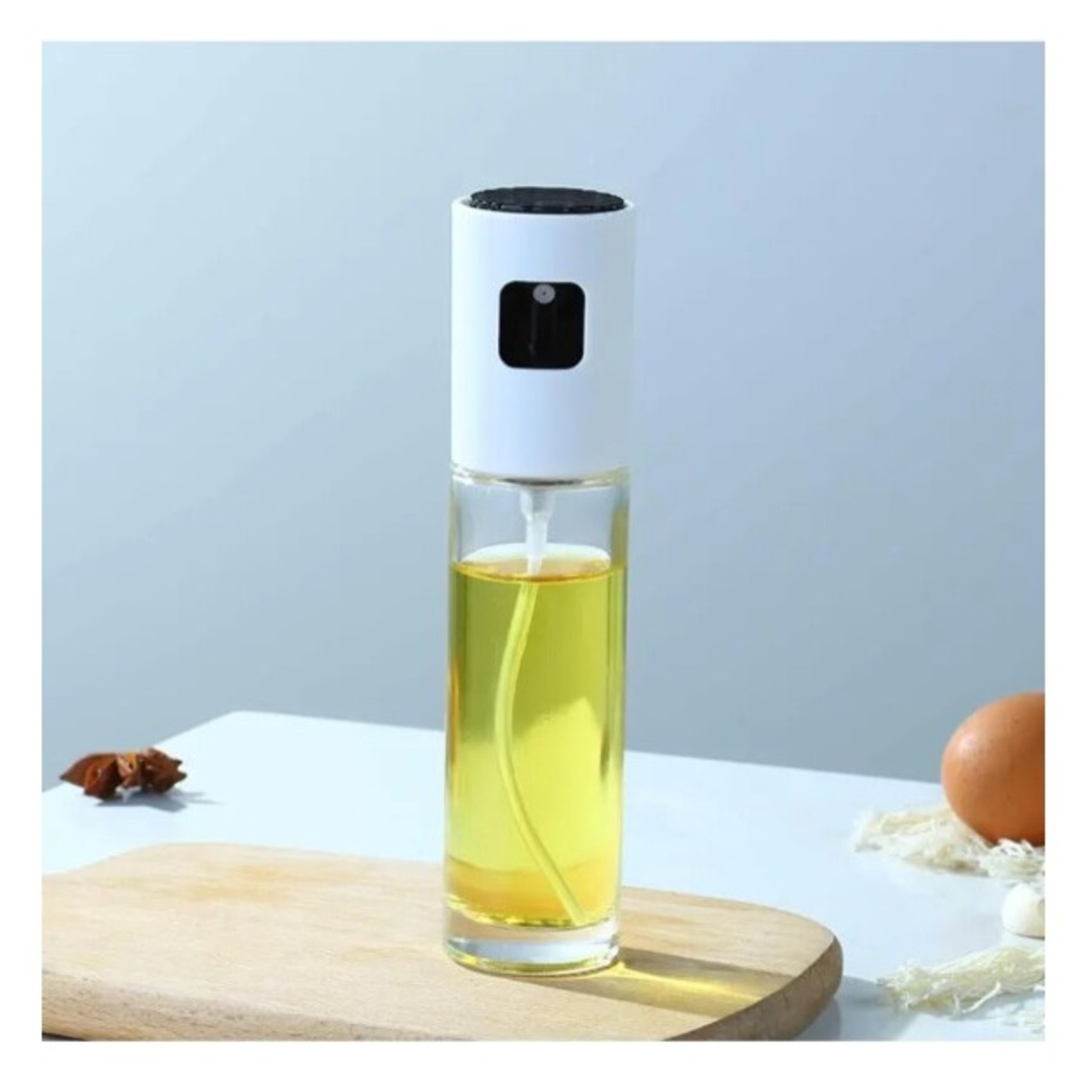 Pulverizator Ulei, Otet, Flippy, din Sticla, 100 ml, Reincarcabil, 18.3 x 4.3 cm, Masura 90 ml, Capac Mat, Alb